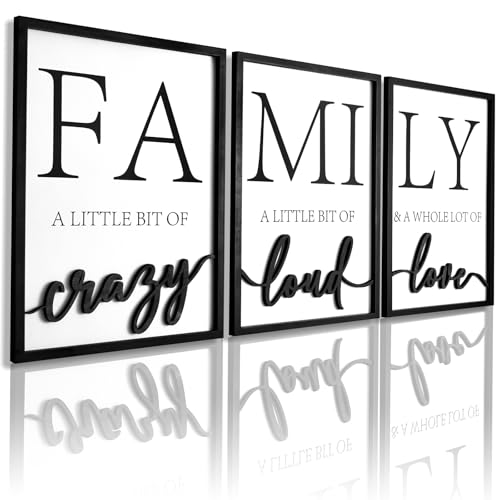 3D Wood Family Wall Decor, 36" x 16" Framed Family
