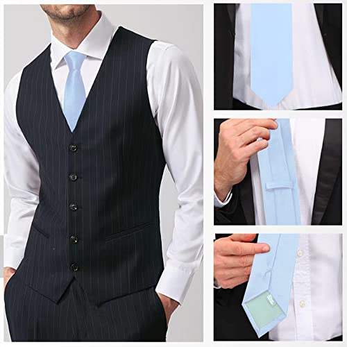 Image of Luckyvestir Mens Tie Solid Satin Neck Ties 3.15'' Formal Necktie for Wedding Business Christmas Father's Valentine's Day Gift