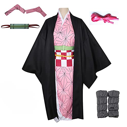 LGZY Demon Slayer - Juego de kimono para mujer, disfraz de anime japonés, disfraz de kimono de Halloween, rosa, M Cover