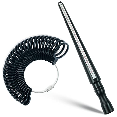 ADASH Ring Sizer UK Women & Men - Ring Measurement Tool UK Sizes A to Z+6 Europe US & Asia - Plastic Ring Measurer for Measuring Ring Diameter - 33 Rings Ring Mandrel & Instruction Manual Included