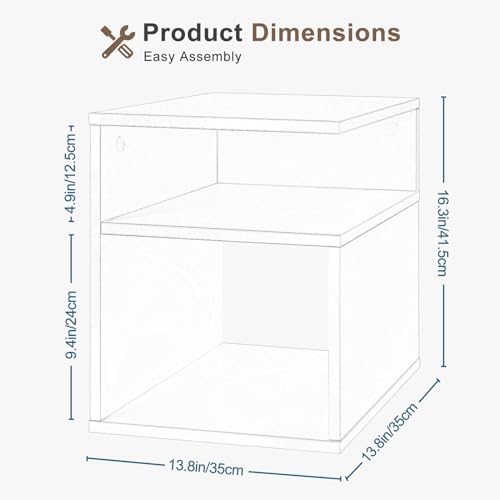 EUGAD Nachttisch Weiß, Beistelltisch mit 2 offene Fächer, 35x41,5x35 cm, Nachtkommode Nachtschrank für Boxspringbett, Platzsparender Nachttisch für Wohnzimmer Schlafzimmer, 0002CTG