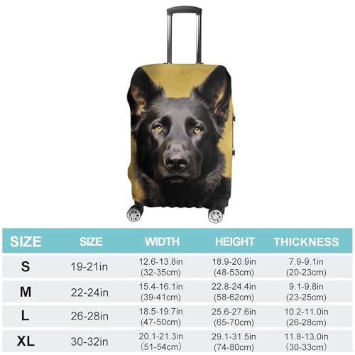 Black German Shepherd Dog Printed Luggage Cover Protector, Fits 18-32 Inch Luggage2
