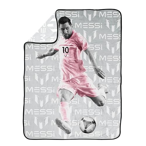 Image of Jay Franco Kids Plush Throw Blanket - Soft & Cozy Fleece Throw for Bedroom & Couch Decor, Official Licensed Product, Grey - Messi, 46x60 - Throw Blanket