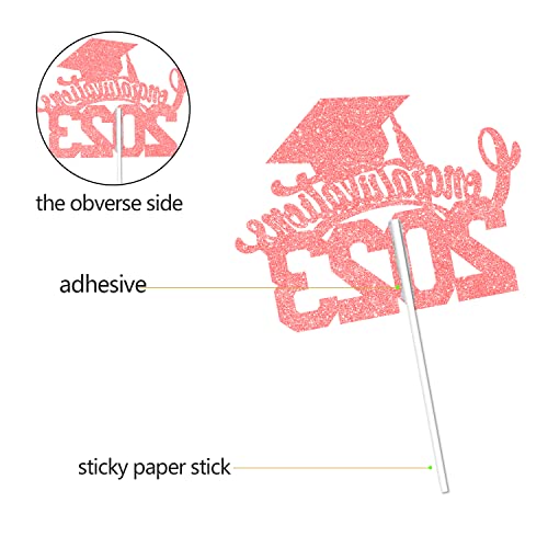 Congrats Grad 2023 Graduation Cake Topper - Class Of 2023 Party Pink Glitter Diploma Cake Supplies - Congratulations Master Ph.d Graduation Party Decoration #TOP4