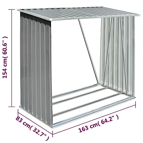 vidaXL Brennholzlager Stahl Grau Kaminholzunterstand Kaminholzregal Holzlager