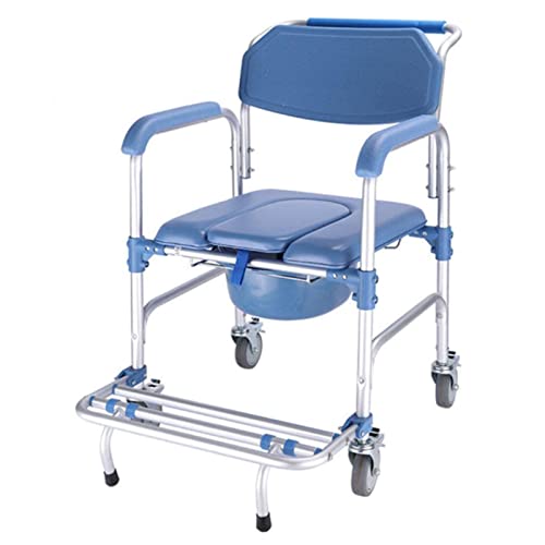 Silla de inodoro plegable con ruedas – Frenos de 360°, capacidad de 200 kg para personas mayores y discapacitadas