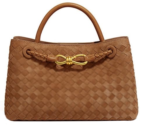 Image of Suede Woven Tote Bag for Women PU Leather Crossbody Bag Shoulder Bag Casual Handbag Satchel for Work Travel 2025