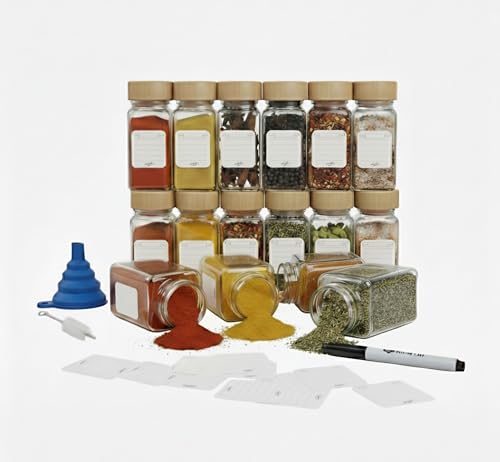 POLARIS LUX Botes Especias Cristal- Tarros de Cristal con Tapa, Especieros para Cocina, Bote especias Cristal, Especiarias, Bote con Tapa