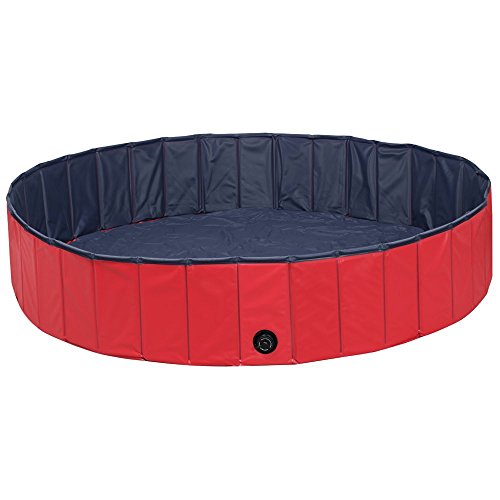 NACOCO Foldable Dog Pool Large Dog PVC Swimming Pool Cat Hard Plastic Water Pool Pet Outdoor Collapsible Swimming Pond in Summer for Dogs and Kids(Red,L)