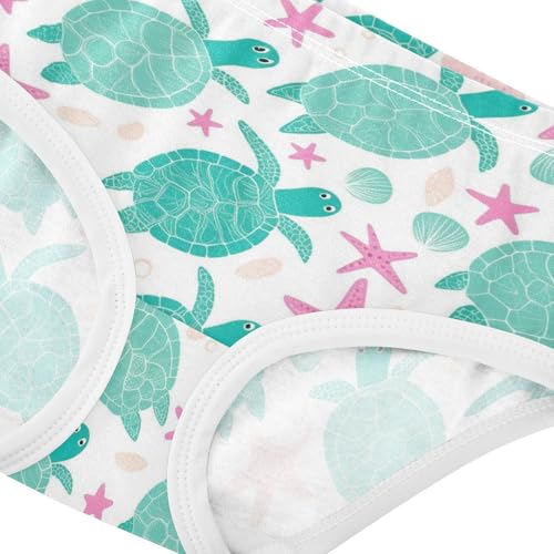 Wusikd Green Sea Turtle Girls' Underwear Cotton Pink Starfish Girls Briefs Soft Toddler Underwear 2T4