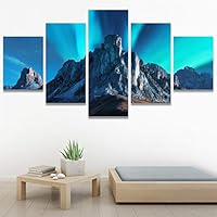SIGNWIN 5 Panel Canvas Wall Art Modern Art Astronomy & Space Aurora Colorful Global Multicolor Photography for Home Decorations Ready to Hang - 60