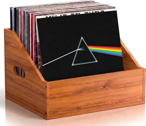 Wood Vinyl Record Storage, Retro & Durable Vinyl Crate and Record Holder, Album...