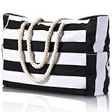 Hillylolly Strandtasche xxl Familie, Badetasche mit Reißverschluss, Mesh, Schwarz, Groß, Erwachsene und Kinder