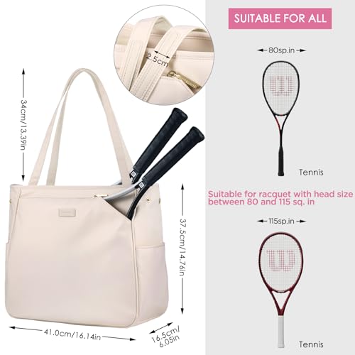 CHICECO Tennis Tote Bag for Women, Large Tennis Racket Bag, tennis bag 2 rackets,Pickleball Bag,Padel Bag,Black