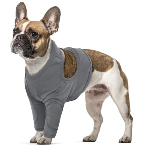 Vorderbein Ärmel für Hunde, Single Front Leg Recovery Sleeve Hund Vorderbeinschoner Ellenbogenbandage Protector für Hot Spots Wunden Bandagen Hundeschenkel Schutz Bodysuit(Grau, S)