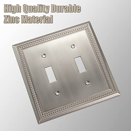 Image of Henne Bery Sunken Pearls Heavy Duty Decorative Wall Plate Switch Plate Outlet Cover (Double Toggle, Satin Nickel)