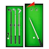 Gxdamxz Desktop Golf Stifte Set, 3 Golfschläger Kugelschreiber, Mini Lustige Geschenke