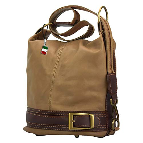 Sac à dos cuir véritable Florence OTF104C petit format taupe