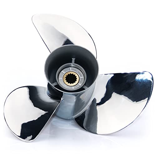 Image of CAPTAIN Boat Propeller fit Yamaha 115p 60 75 90 100 115 130 HP Outboard Engines, Stainless Steel 15 Spline Tooth Prop, RH, OEM