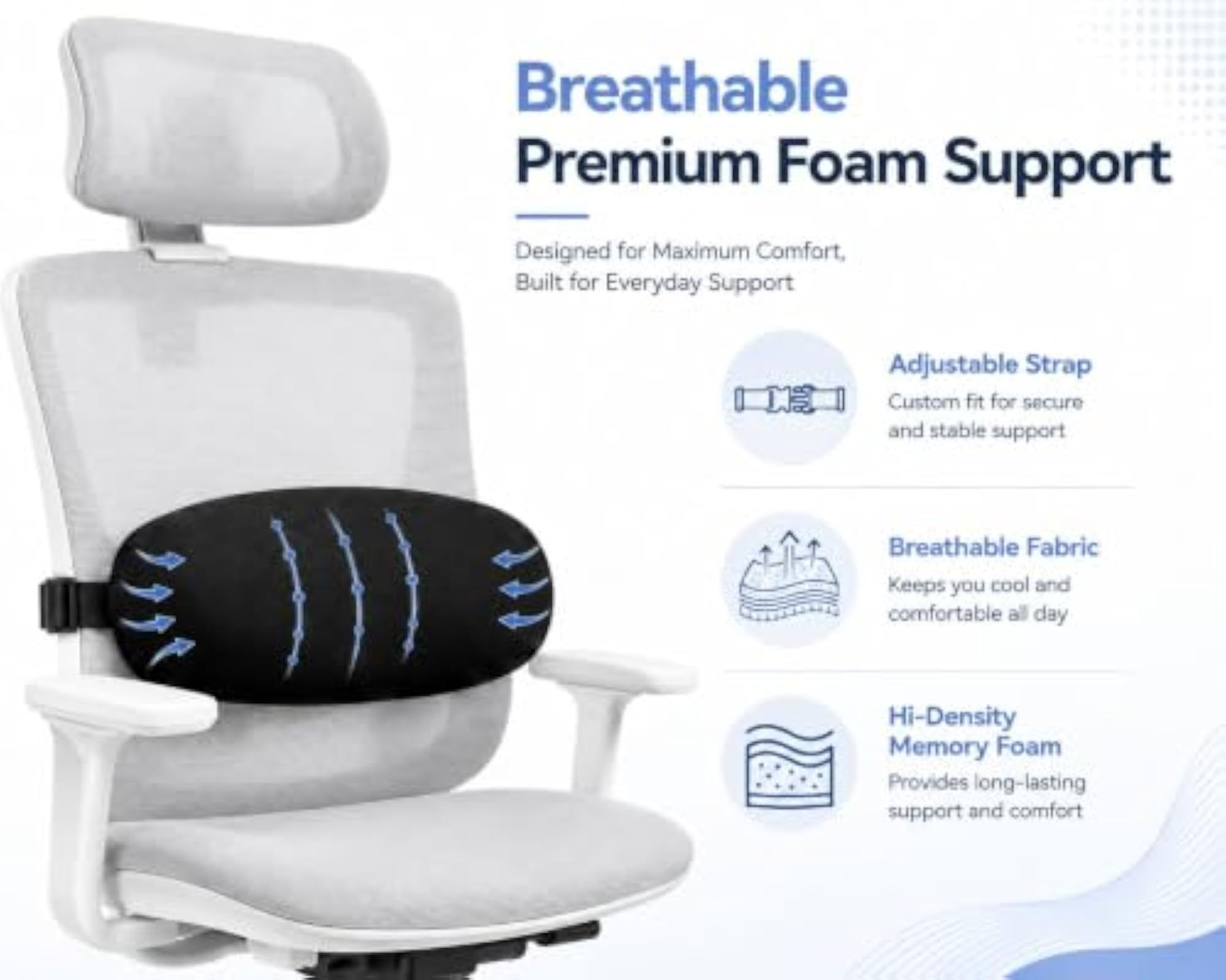 High Density Foam Lumbar Back Roll for Pain Relief