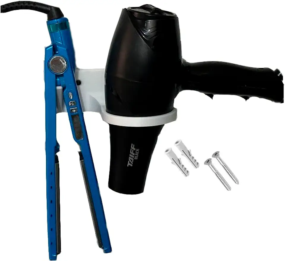 Suporte de Parede em ABS para Secador e Chapinha – Reforçado, Durável e Fácil Instalação (Branco)