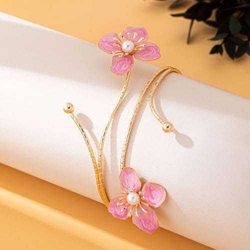 Gold Flower Arm Cuff Bracelet for Women Colourful Daisy Adjustable Upper Arm Wrap Cuff Bangle Boho Floral Armband Statement Bracelet for Women Flower Jewelry Gifts4
