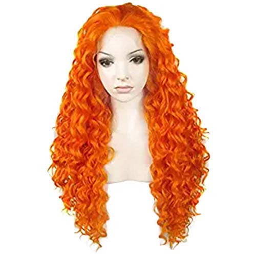 Ebingoo 26 Inches Honey Orange Lace Front Wig For Women Persimmon Wig Long Curly Orange Water Wave Wig Soft Synthetic Heat Resistant Fiber Wigs For Daily Wear #TOP2