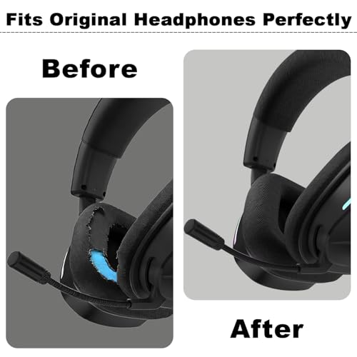 Repuesto de almohadillas para auriculares para Corsair Void Pro Wireless/Wired Gaming, cómodo y duradero (negro) miniatura 6