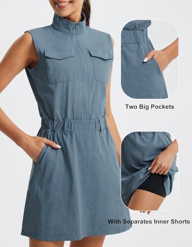 Libin Tennis Golf Dress for Women with Built-in Separate Shorts Athletic Active Exercise Sports Dresses Summer Outfits4