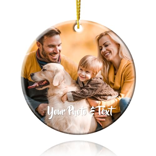 DPDP Personalized Christmas Ornaments 2024 - Custom Photo Text Ornaments for Christmas 2024, Customized Ceramic Xmas Tree Decor, for Kids, Mom, Dad, Friends, Loves