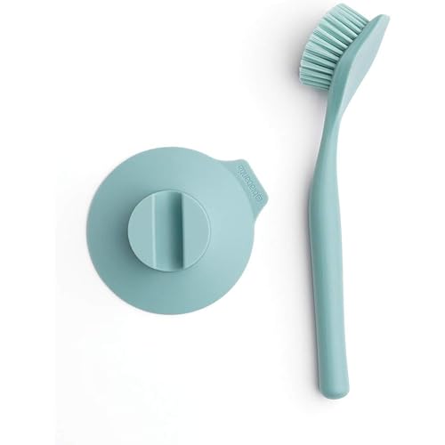 Brabantia Dish Brush with Suction Cup Holder, 11 x 23.5 x 6 cm, Mint