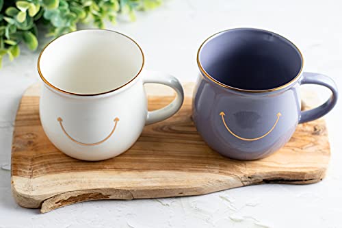 Taza de Cerámica con Cara Sonriente y Detalles Dorados 13 Oz miniatura 6