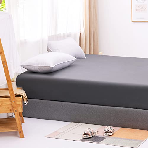 Ayasw Fitted Sheet Only Queen Size - Deep Pocket - Soft Fitted Bottom Sheet - 1800 Brushed Microfiber - Fits 8" To 16" - Wrinkle, Fade, Stain Resistant - Easy Care Grey #TOP2
