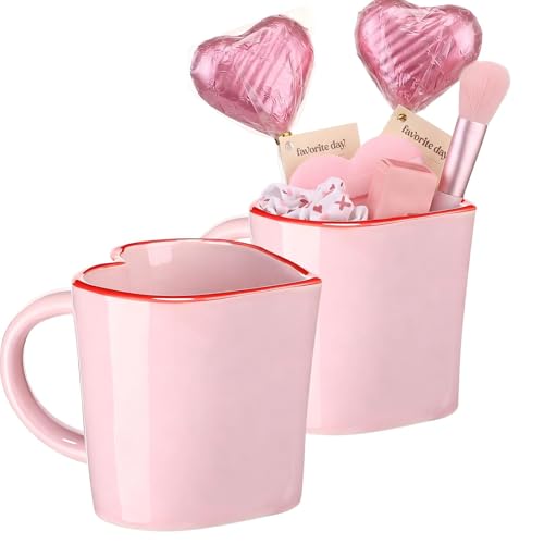Vesici Set of 2 Valentine's Day Pink Mugs Heart...