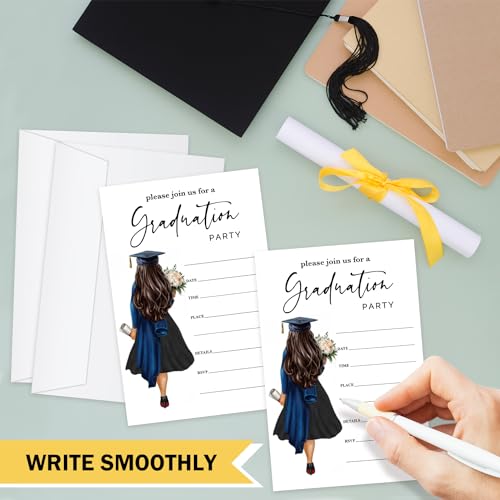 HUQIL Graduation Invite Cards, 20 Graduation Invitations with Envelopes Congrats Grad Graduation Party Supplies for University College or High School Celebration Announcement Party Decor -FS387