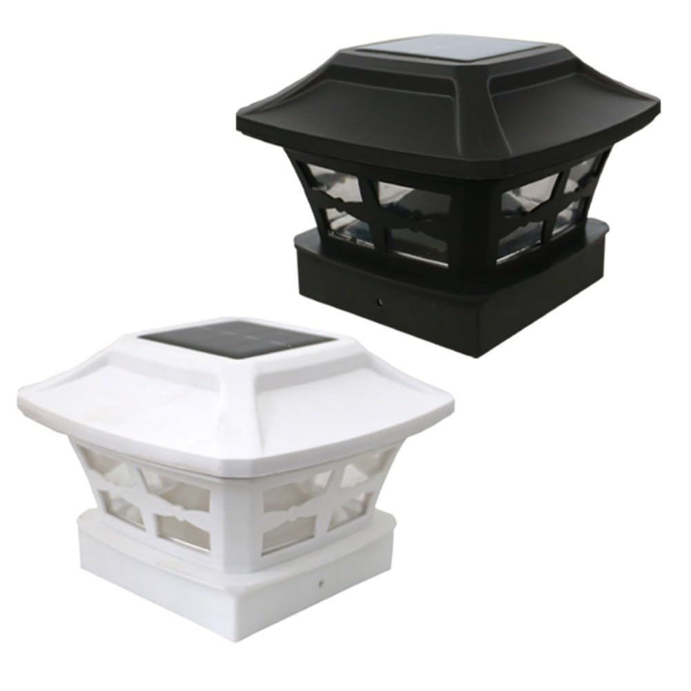 Luces solares para postes de 4 x 4, 5 x 5, 6 x 6 pulgadas, para valla de jardín LED renacentista para iluminación, IP44 resistente a la intemperie, paquete de 4