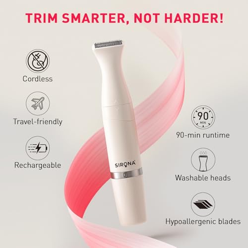 Image of Sirona 4-IN-1 Face & Body Trimmer for Women | Body Trimmer & Shaver, Eyebrow Trimmer | Painless Hair Removal for Arms, Underarms, Legs & Bikini | Electric Razor | 90 Minutes Runtime