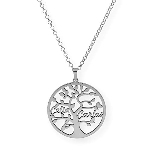 Collier Arbre de vie avec noms personnalisés en argent 925 un cadeau d'anniversaire unique