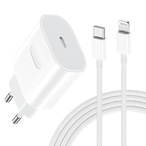 iPhone Schnellladegerät und Ladekabel 25W Ladegerät mit 2m Schnellladekabel Lightning für iPhone 14 13 12 11 Pro Max Plus Mini XS XR X SE 8 6 USB C Netzteil Stecker Adapter Fast Charger
