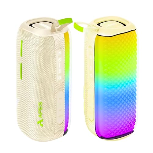 Image of APES Lightwave Bluetooth Speaker, 8Hrs Playtime, TWS Couplet Feature, Dynamic RGB LED's (Khaki)