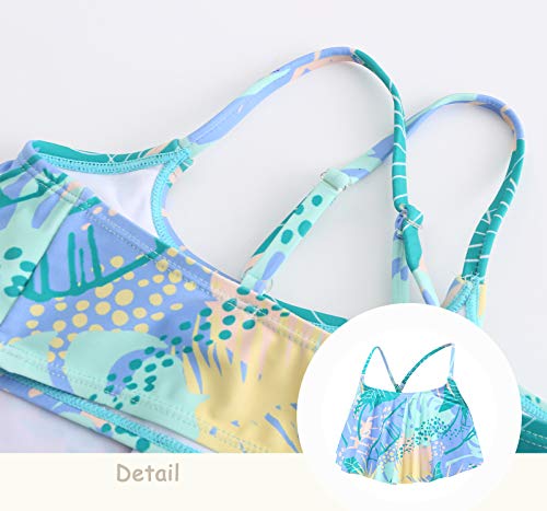 Image of Girls Two Piece Bikini Swimsuits Striped Ruffle Swimwear Falbala Bathing Suit Set