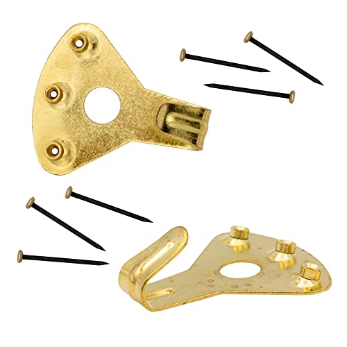 Image of Professional 75 LB Brass Plated Picture Hangers with Hardened Steel Pins Pack of 1000 for Picture Frame Hanging