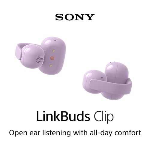 Image of Sony LinkBuds Clip Open-Ear Truly Wireless Earbuds, Comfortable & Secure Fit, Lightweight Clip-On Design, Touch Controls, Ambient Sound Awareness, Water Resistant, Up to 37 Hrs of Playback, Lavender