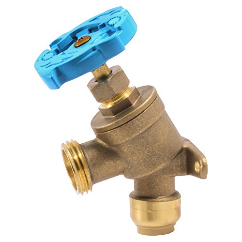 Image of SharkBite 1 /2 Inch x 3 /4 Inch MHT Garden Valve, Multi Turn, Push to Connect Brass Plumbing Fitting, PEX Pipe, Copper, CPVC, PE-RT, HDPE, 24622LF
