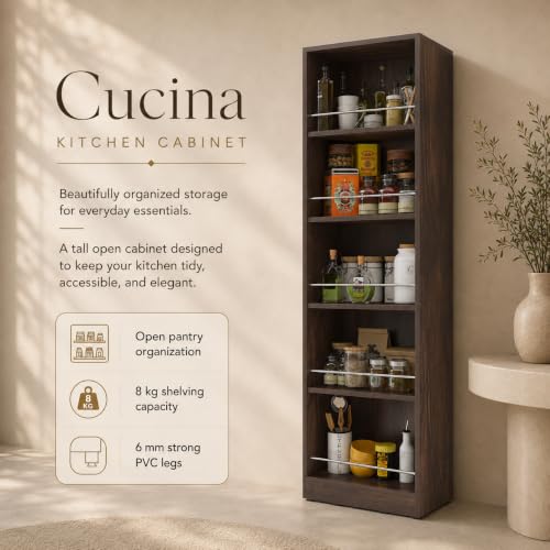 Image of Studio Kook Cucina Tall Kitchen Cabinet with Guard Rails, Junglewood