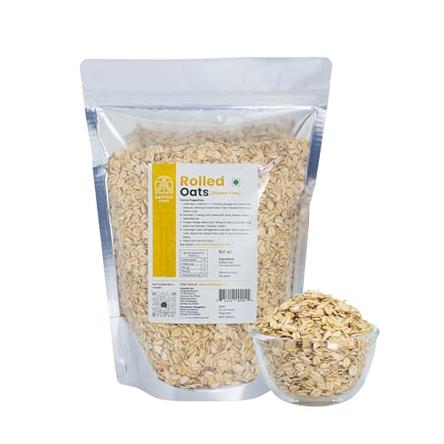 Image of Sattvic Foods Jumbo Rolled Oats (1.5 kg) | Gluten-free, Large Old Fashioned Rolled Oat Flakes | High in Fibre and Protein | Make Oatmeal, Overnight Oats, Muesli, Granola bars, Use in Baking