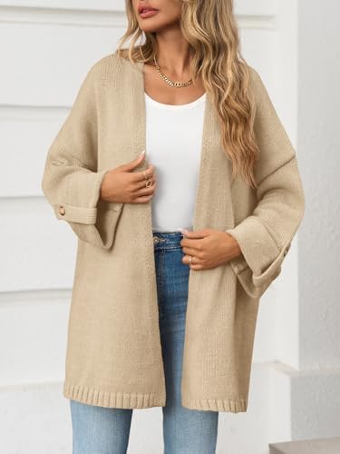 Image of Saodimallsu Womens Oversized Long Cardigan Sweaters Casual Open Front Chunky Knit Slouchy Fall Trendy Sweater Coats