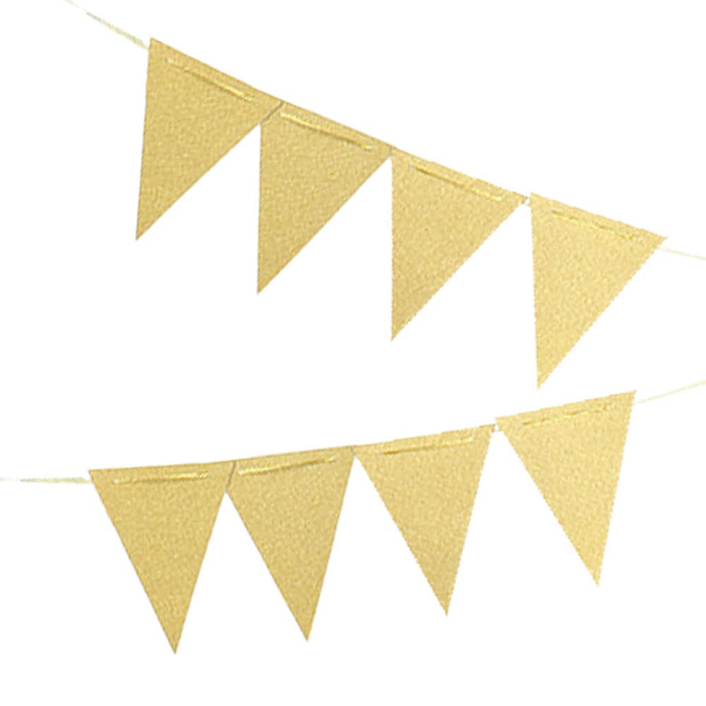 Gold Pennant Banner,Gold Vintage Double Sided Triangle Flag，for Party Decoration,Pack of 30pcs Triangle Flag