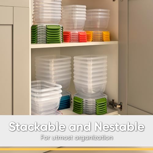 Image of Superio Plastic Airtight Food Storage Containers, Set of 4 Sealed Clear Container Bowls with Lids, BPA Free, Rectangular, Orange
