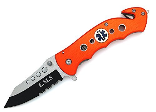 SNAKE EYE TACTICAL SE965OE E M S Rescue Folder Spring Assist Knife, 4.5" - Snake Eye Tactical